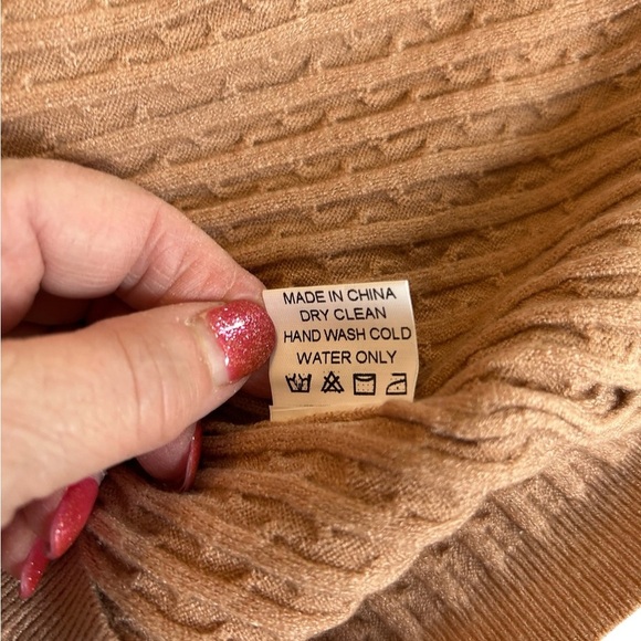 NWT Olivaceous Long Sleeve Bodycon Off Shoulder Sweater Dress Tan Small Cashmere - Picture 6 of 11